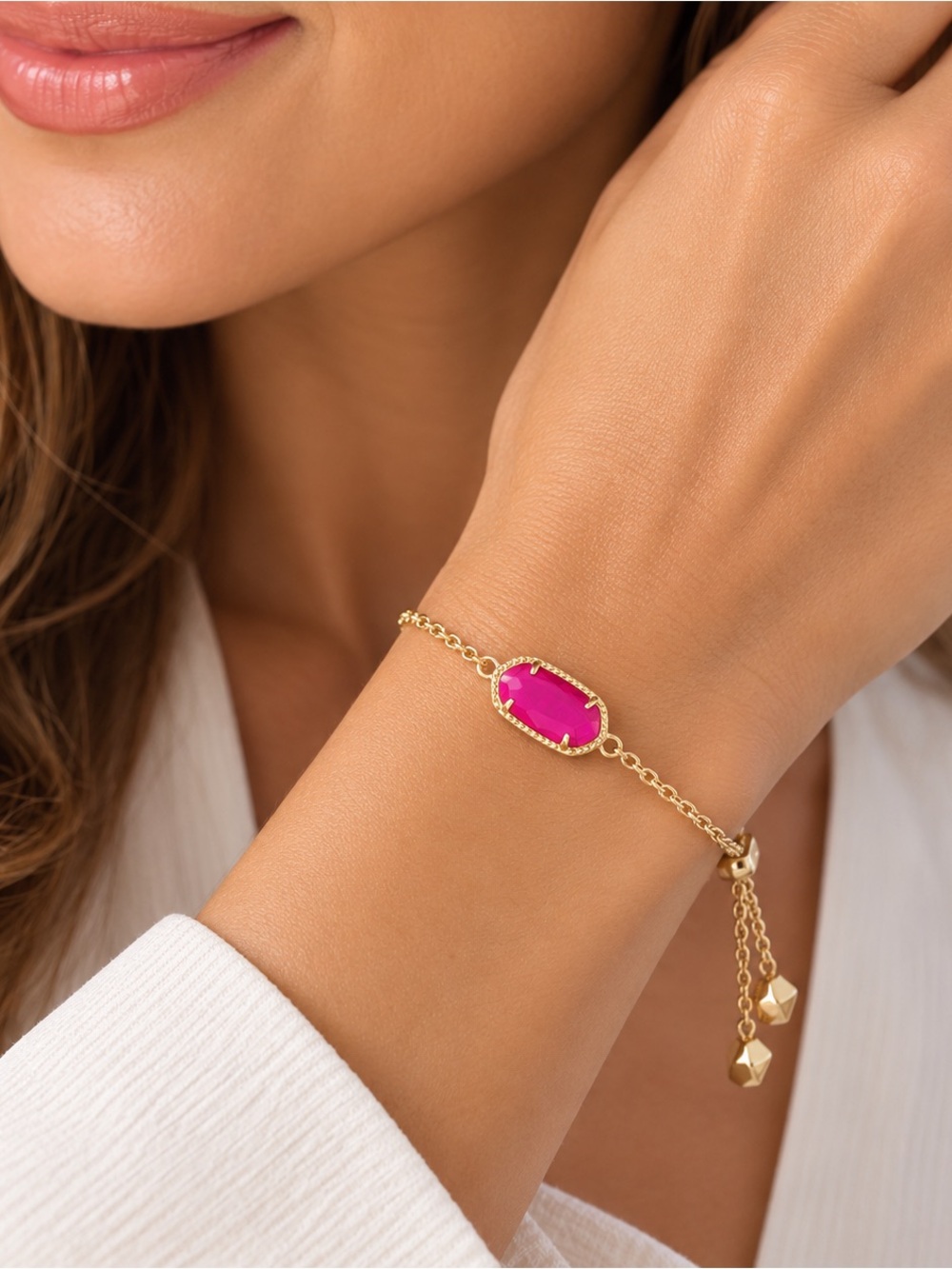 💕Kendra Scott Azalea Gemstone 14k Gold Sliding Beads Adjustable Bracelet💕
